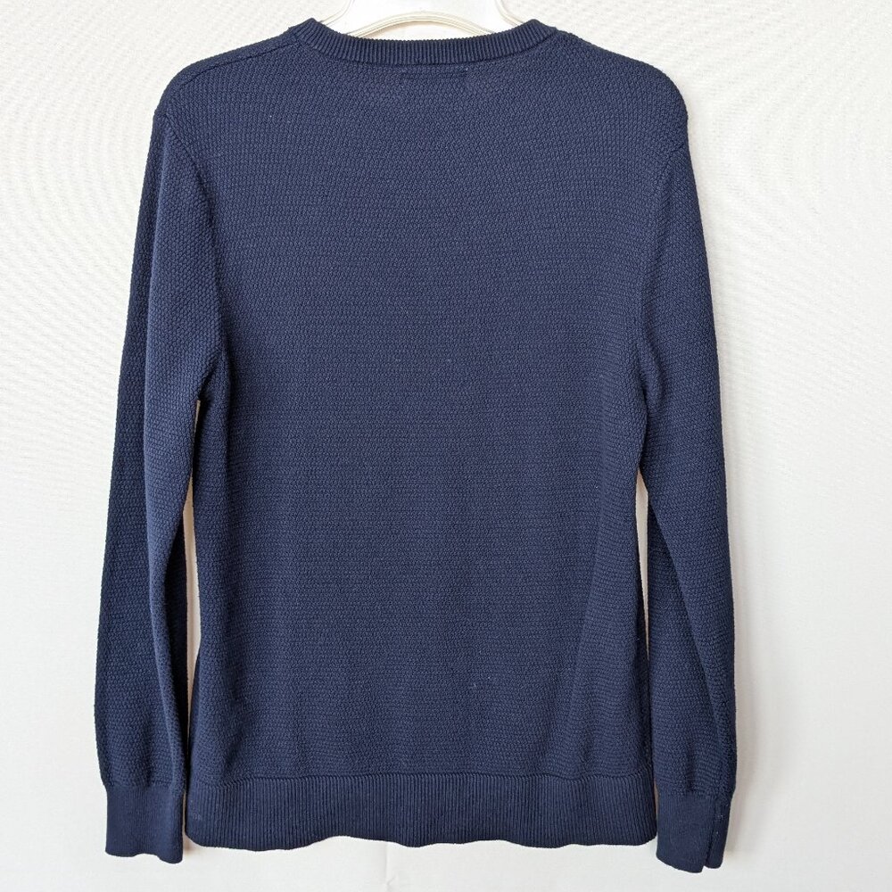 Men's Navy Blue Longsleeve Waffle Knit Sweater - Picture 2 of 5